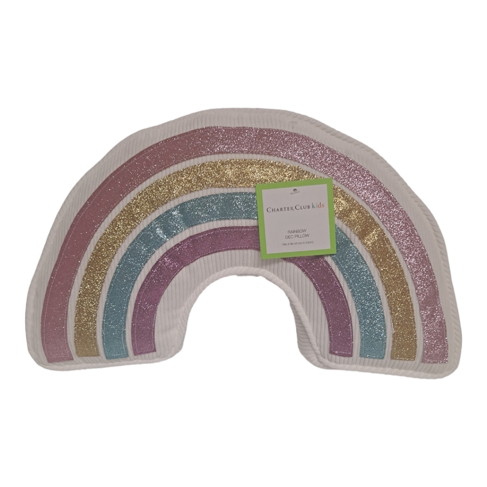 Rainbow Decorative Pillow Corduroy Style NWT All Ages 9" X 16"